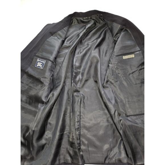 Vintage Burberrys 100% Wool Suit Coat‎ Jacket Blue Pinstripe Sz 40 - Picture 15 of 16